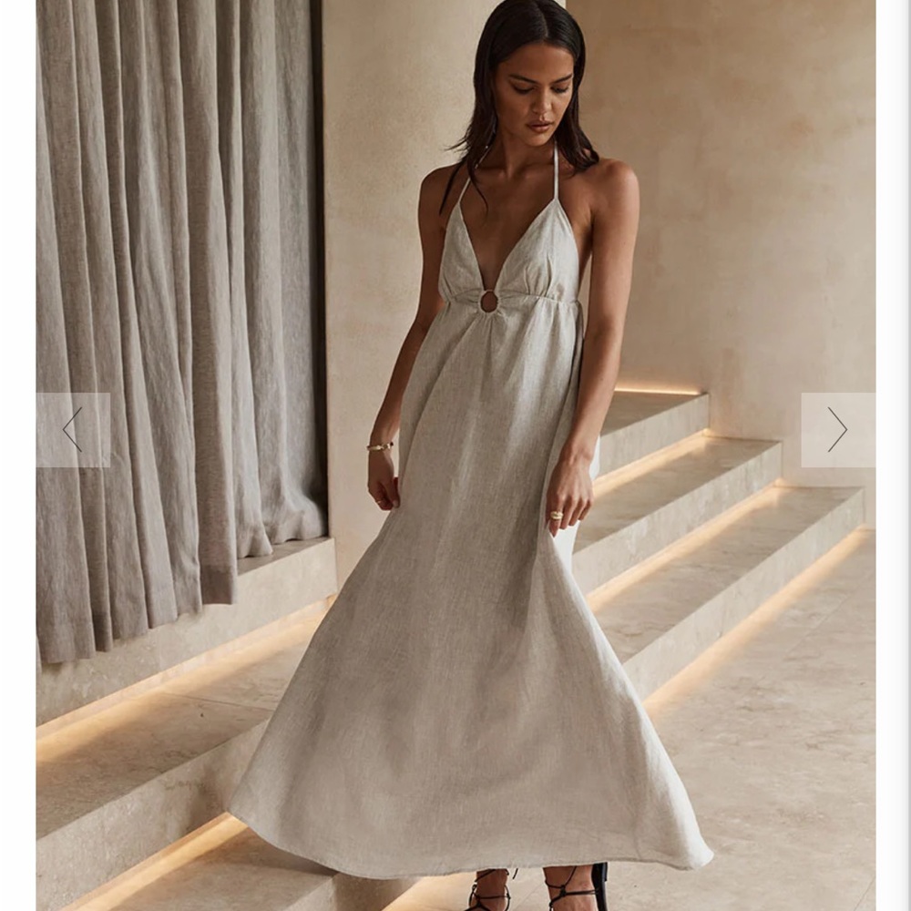 NWT ELLEN NATURAL LINEN HALTER DISSH